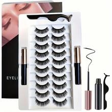 Eyelash And Eyeliner Set - Includes 2 Liquid Eyeliners And 10 Pairs Of Eyelashes - Creates A Natural Look, Reusable, No Glue Required. - White - View 1