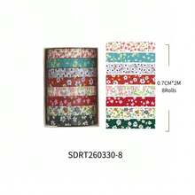 8 rollos de cinta washi con lunares, corazones y flores, cinta decorativa rasgable a mano, perfecta para collages de diarios manuales, envolver regalos, hacer tarjetas y scrapbooking - Multicolor - Ver 11