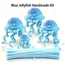 毛絨管狀手工套件，柔軟可彎曲毛絨棒 DIY 水母手工藝，完整手工材料包，適用於節日裝飾與創意手工項目 - Blue - 查看 14
