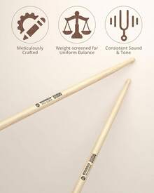 Drum Sticks, White Oak Drumstick, Drumsticks For Drums, Baquetas Para Bateria, Drum Accessories For Drums, 5A Drumsticks (5A-1pack) - ColorA - View 5