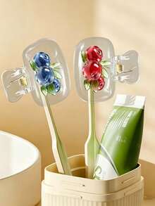 Travel Toothbrush Holder, Blueberry & Strawberry Pattern, Cute Cartoon Fruit Design, Toothbrush Rack - Cute Design For Travel And Home Storage With Transparent Lid, Compact Portable Design Easy To Carry, Protects Toothbrush Head, Dual Drainage And Ventilation Function, Suitable For Family, Camping, Hiking, Business Trip, Daily Use, Dorm And Travel | Cute Toothbrush Head Storage Rack, Suitable For Bathroom Storage, Suitable For Home And Dorm Use - Multicolor - View 7