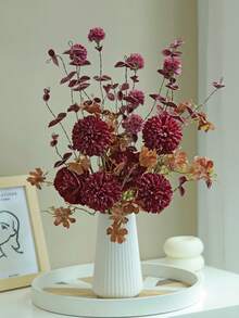 1PC 16.15in Simulation Table Tennis Chrysanthemum, Dandelion Ball, And Dali Ball, With Realistic Texture, Suitable For Vases, Homes, Hotel Rooms, Wedding Decoration, Table Decoration, Birthday Gifts, Graduation Ceremonies, And Autumn Decoration - Burgundy - View 4