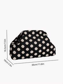 Dedoo Luggage-Clutch Bags-Polka Dot Fabric Clutch, Soft Foldable Design, Spacious Storage, Retro Casual, Daily Makeup Bag For Women - Black - View 5