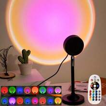 Luz de Proyección de Atardecer, Luz de Atardecer RGB, Luz de Atmósfera Visual Romántica, Proyector LED con Enchufe USB y Control Remoto, Luz Nocturna de Suelo, Adecuada para Fotografía, Selfies, Atmósfera de Grabación en Vivo, Decoración de Sala de Estar y Dormitorio - Luz multicolor - Ver 1
