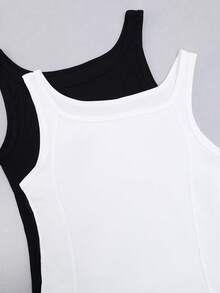 4pcs/Set European & American New Ribbed Tank Tops, Slim Fit Versatile Comfortable Fishbone Line Camisole, All Season Solid Color Base Layer Undershirt For Women - Multicolor - View 3