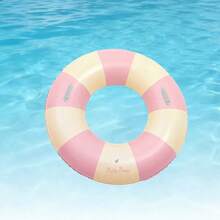 1pc Inflatable Swim Ring - Thickened PVC Material, Blue & Pink Striped, Perfect For Beach Parties And Swimming Pools - Multiple Styles - View 8