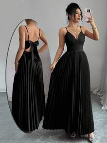 Elegant And Sexy Women's Dress With Thin Straps And Crisscross Back - 黑色 - 查看 1
