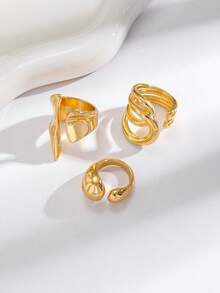 3pcs/Set Men's Asymmetrical Ring Set Suitable For Daily Wear - 3-piece Irregular Ring Set - View 5