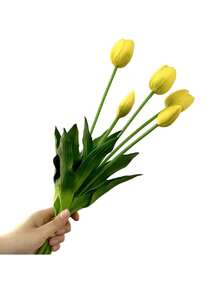 5pcs High-End Artificial Tulips, Valentine's Day Gift, Bridal Bouquet, Modern Minimalist European Style Decor, Plastic Artificial Flower Bouquet, Artificial Plant Decoration, Home Decor, Suitable For Indoor And Outdoor Use - Multicolor - View 8
