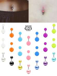 CIZME 14G 短款肚臍環 短棒鈦合金肚臍穿刺飾品 女款，6mm 8mm 10mm 12mm 肚臍穿刺配件 - 彩色 - 查看 1