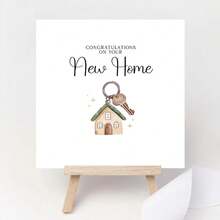 New Home Card, New Home Congratulations Greeting Card, Watercolor House & Key Illustration Housewarming Card, Sweet Minimalist Moving Gift Note Card For Friends Family Couple - Multicolor - View 6