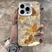 Golden Butterfly Case For IPhone 16 Pro Max, Apple 15 Pro, Premium 14 Pro, Beautiful 17 New Model - 彩銀殼-紫色-金色蝴蝶(superb) - 查看 8