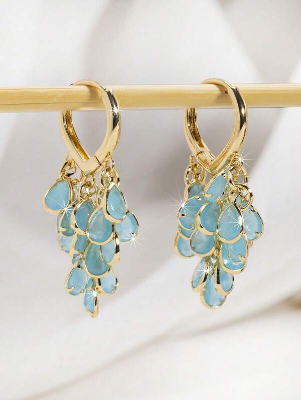 Par de Pendientes de Aro Pequeños de Lujo, Elegantes, Brillantes, Versátiles y de Alta Calidad, en Oro, Plata, Rosa, Coloridos, Melocotó, Forma de Gota de Agua y Corazó, conúltiples Ci