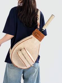 Bolsa vintage para raqueta de tenis/bádminton con compartimento, bolsa ligera para raqueta deportiva con bolsillo con cremallera, correa ajustable para el hombro, gran capacidad para guardar la raqueta, pelotas y equipo personal, bolsa clásica para raqueta deportiva adecuada para jugadores masculinos/femeninos, principiantes y competiciones - Multicolor - Ver 2
