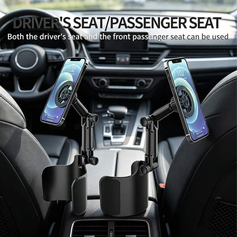 2-In-1 Magnetic Car Phone Holder - Strong Magnet, 360° Rotating Adjustable Arm, Durable ABS Material Suitable For Most Car Models, Includes Magnetic Phone Sticker - Black - View 1