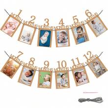 1pc First Birthday Banner, 1st Birthday Decoration, 1 To 12 Months Growth Photo Record Supplies, Black First Birthday Party Sign Hanging Banner - Numbered Versions 1-12 - View 8