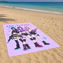 1pc K-Pop Anime Idol Girl Group Graphic Print Beach Towel, Multiple Patterns And Sizes Available, Soft Quick-Dry, Sand-Proof And Sun-Protection, Suitable For Beach, Swimming, Travel, Fitness, Bathroom And More - Baby Pink - View 22