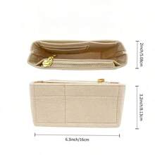 Tote Bag Organizer Insert, Multi-Pocket Felt Handbag Liner, Zipper Pouch Bag-In-Bag - Beige - View 16