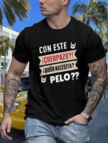 Camiseta gráfica para hombre con la frase en español - "¿Qué Necesitas? "¿Qué necesitas?Camiseta de Verano Ligera y Transpirable - Corte Regular Casual - Uso Diario para Exteriores y Oficina - Negro - Ver 1
