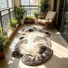 Velvet Flocked Bottom Cute Siamese Cat Shaped Rug, Creative Lying Down Bedroom Bedside Carpet, Adorable Healing Slouchy Home Entryway Rug, Suitable For Doorway, Hallway, Bathroom, Balcony, Indoor Decor - Siamese Cat - View 5