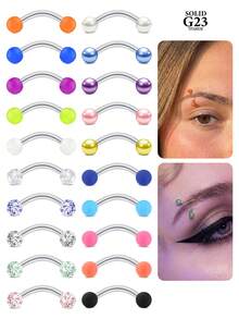 CIZME 5pcs 16G Titanium Alloy Eyebrow Rings, Eyebrow Studs With Clear Ball Curved Hoop Cartilage Earrings Body Piercing Jewelry For Women And Men - Multicolor - View 1