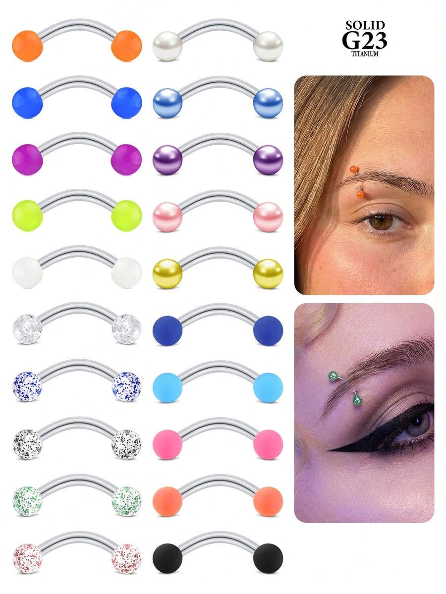 CIZME 5pcs 16G Titanium Alloy Eyebrow Rings, Eyebrow Studs With Clear Ball Curved Hoop Cartilage Earrings Body Piercing Jewelry For Women And Men - Multicolor - View 1