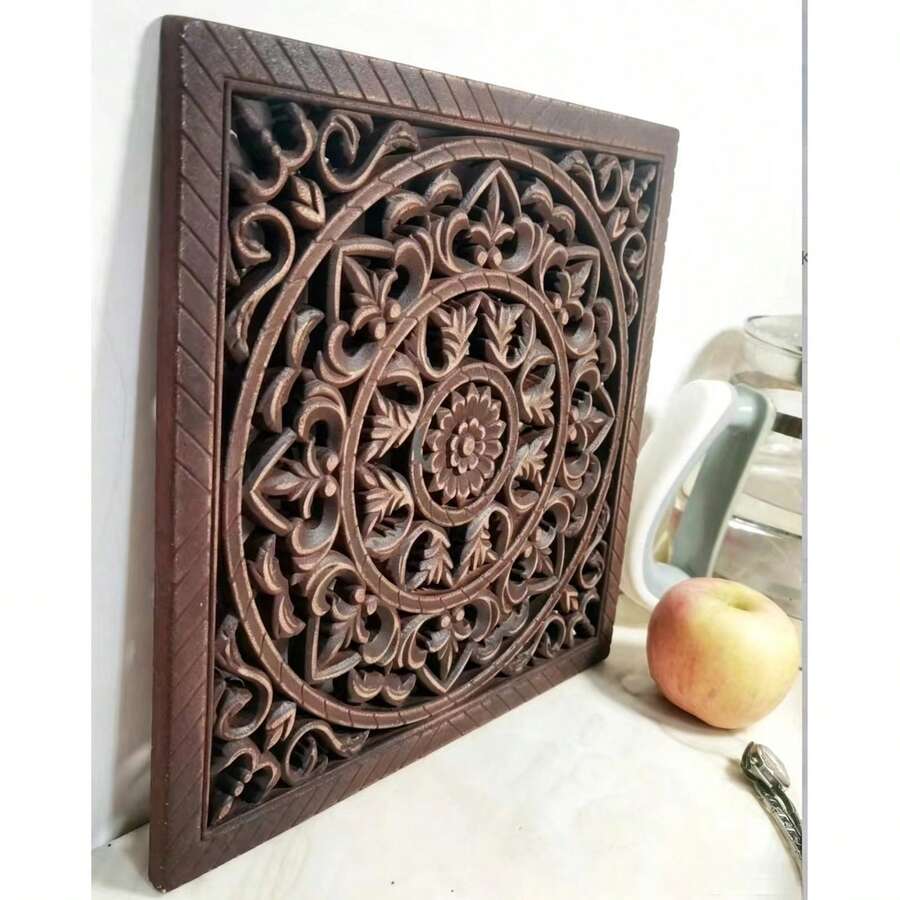 1件復古正方形30cm幾何圖案做舊效果牆飾,掛牆裝飾品,吊飾,居家牆面裝飾,創意掛飾 - A - 查看 1
