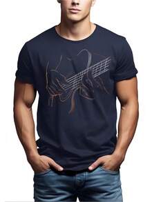 Camiseta de Guitarra para Hombres con Estampado de Música Genial y Estampado Gráfico de Guitarra, Regalo Perfecto para Guitarristas, Músicos y Amantes de la Música S-5XL - Negro - Ver 4