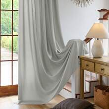 Plain Velvet Curtain With 8 Buttons (1 Piece), Soft And High Quality Fabric, Enhances The Style Of Your Home, Perfect To Complement Any Modern Decor Style. - 淺灰色 - 查看 5