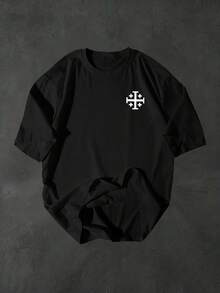 ChristmasMen's Crew Neck-Shirt, Vintage Short SleeveHot Item - 黑色 - 查看 3
