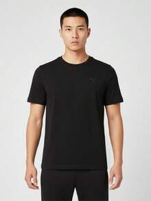 Puma 男士 PREMIUM ESSENTIALS 短袖針織無領T恤 63859201 - 黑色 - 查看 1