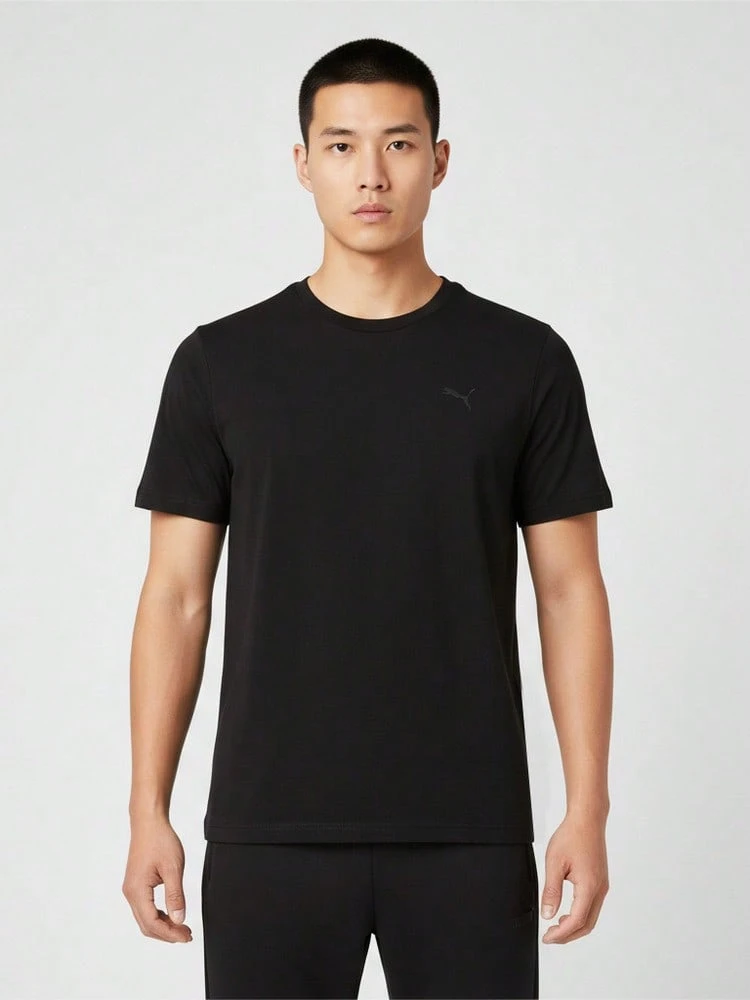 Puma 男士 PREMIUM ESSENTIALS 短袖針織無領T恤 63859201 - 黑色 - 查看 1
