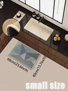 1pc, Gray, Geometric Patchwork Rubber Cushioned Kitchen Mat, Water-Absorbing And Easy To Clean, Suitable For Use In Kitchens, Bathrooms, And Other Areas. Ideal For Use Throughout The Year And For Various Holidays. - Multicolor - View 18