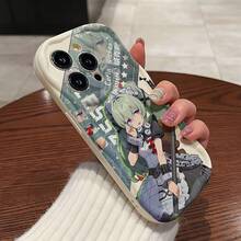 Funda para teléfono: Funda para teléfono Corins de chica con pelo verde y coletas gemelas, compatible con 17 16 16e 15 14 13 12 11 Pro X XR XSMAX 8 Plus, cubierta suave con ondas 3D - Colores mezclados - Ver 4