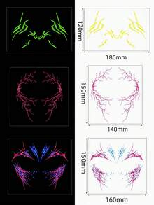 3 Sheets Glow In The Dark Temporary Face Tattoos, Black Light Neon Glow Waterproof Y2K Tattoos Makeup Stickers, For Halloween Neon Party Cosplay Festival Rave Accessories - Multicolor - View 4