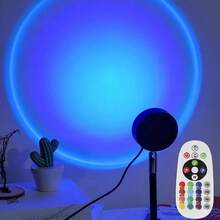Luz de Proyección de Atardecer, Luz de Atardecer RGB, Luz de Atmósfera Visual Romántica, Proyector LED con Enchufe USB y Control Remoto, Luz Nocturna de Suelo, Adecuada para Fotografía, Selfies, Atmósfera de Grabación en Vivo, Decoración de Sala de Estar y Dormitorio - Luz multicolor - Ver 5
