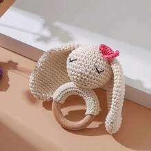 Hand-Woven Rabbit Rattle, Baby Hand Rattle, Grasping Toy, Built-In Bell, 3D Cute, Rich Details, Attract Baby's Attention, Develop Baby's Hearing, Perfect Birthday Memorial Gift, Halloween Gift, Christmas Gift For Baby - Multicolor - View 4