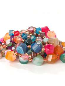 1 Strand Colorful Agate 6/8/10mm Natural Asymmetric Faceted Stone Beads For Jewelry Making DIY Crafts Women Charms Bracelet - Multicolor - View 7