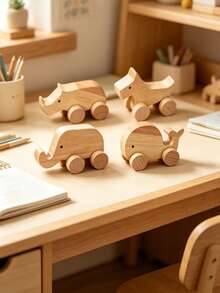 1pc Funny Wooden Animal Figurine Desktop Decor Suitable For Nursery And Children's Room Baby Accessories Baby Supplies Baby Girl Supplies Room Decoration - Multicolor - View 4