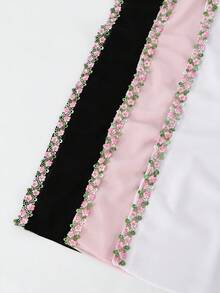 1 Buah Jilbab Chiffon Bordir Warna Polos untuk Wanita, Jilbab Chiffon Ringan, Nyaman, dan Serbaguna, Cocok untuk Pemakaian Kasual Sehari-hari - Bordir renda putih - View 7