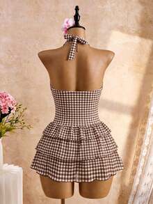 Women Plus Size Sports Dresses - Brown - View 2