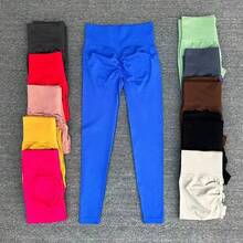 Pantalones deportivos sin costuras para Yoga, mallas deportivas de cintura alta, transparentes, para Yoga, gimnasio, correr, pantalones de secado rápido, pantalones con fruncido en la parte de atrás - Burdeos - Ver 4