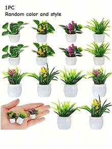 4pcs/Set Miniature Potted Plants Assortment, Dollhouse Decor Realistic Floral Micro Landscape Accessories - Plant - View 12