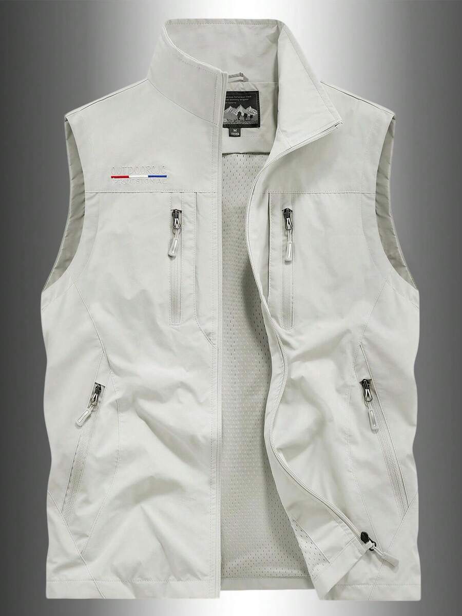Men's Outdoor Multi-Functional Utility Vest, Spring/Summer Fishing Photography Casual Jacket With Multiple Pockets Sports - White - View 1