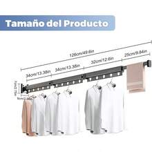 tendedero Plegable para Ropa Pared,Tendederos Plegable de Pared 3 Brazos,tendederos retractiles Exterior,tendedero retractil,Perchero Extensible de para Interior y Exterior - 1 - Ver 2