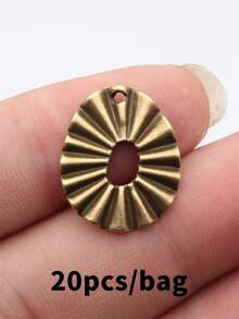 20pcs 22x18mm Hollowed-Out Pleated Egg-Shaped Geometric Charms Pendant For DIY Jewelry Making Necklace Keychain Phone Chain Bracelet Accessories - Egg-shaped - View 12