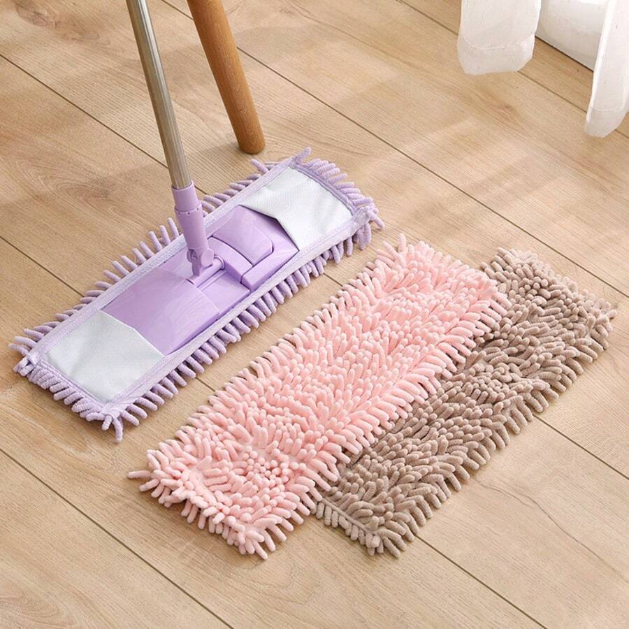 New Chenille Mop Head, Household Flat Mop Replacement Head, Electrostatic Dry & Wet Dual Use, Mop Replacement Cloth, Home Use, Dry & Wet Dual Use, Wood Floor, Tile Mop