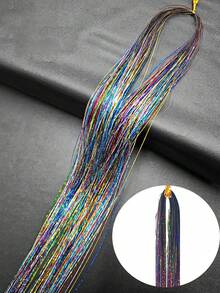 8pcs Laser Hair Extensions Set, Fashion Women's Hair Accessories Set, Holiday Shiny Hair Extensions, Colorful Glitter Hairbands & Clips, Holiday Gift Fairy Hair Accessories, Party Sparkling Hair Accessories, Halloween Party (Multi-Color) - Multicolor - View 6