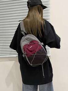 1個新款休閒時尚小後背包，旅行登山後背包，單車運動後背包，大學風學生書包，通勤購物旅行包，女款健身包 - 紅色 - 查看 6