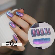 10ml Aurora Cat Eye 玻璃珠凝膠指甲油 2026夏季系列 紫色與金色夢幻極光貓眼 - 彩色 - 查看 5